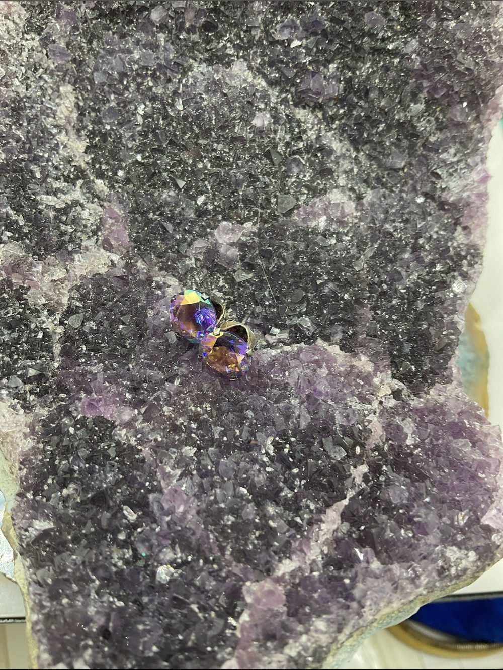 Sterling Silver Mystic Topaz Post Earrings Iridescent Purple Color(Non-Magnetic) - Picture 7 of 7